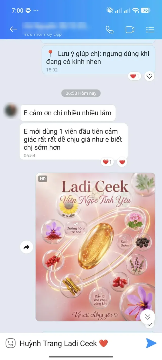 Tin nhắn Zalo: khách mới dùng viên đầu tiên đã thấy rất dễ chịu